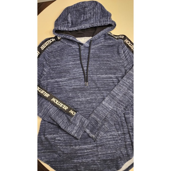 Hollister Other - Mens Hollister Blue Long Sleeve Shirt with Black Tape Graphic Sleeve -Size Small